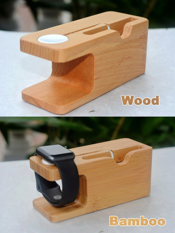 Bamboo Apple Watch Laddare & iPhone Hållare