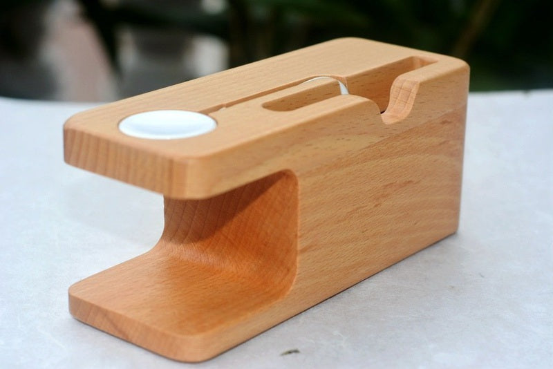 Bamboo Apple Watch Laddare & iPhone Hållare