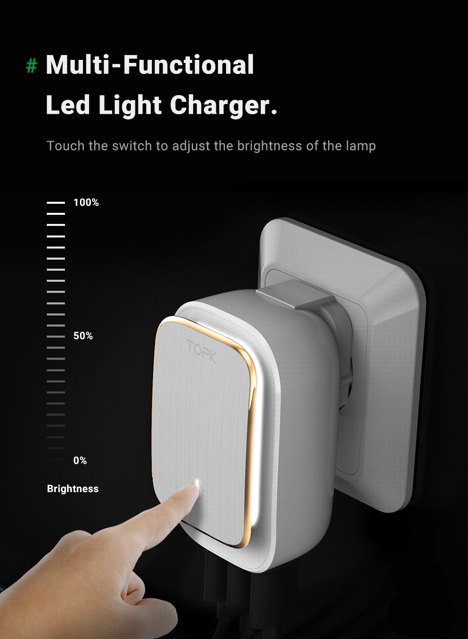 4ports-Rese USB-laddare med LED-lampa